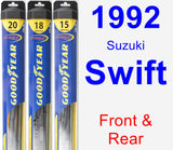 Front & Rear Wiper Blade Pack for 1992 Suzuki Swift - Hybrid