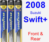 Front & Rear Wiper Blade Pack for 2008 Suzuki Swift+ - Hybrid