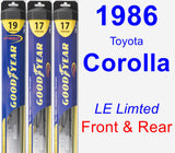 Front & Rear Wiper Blade Pack for 1986 Toyota Corolla - Hybrid