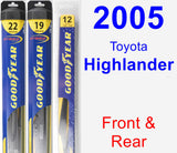 Front & Rear Wiper Blade Pack for 2005 Toyota Highlander - Hybrid