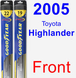 Front Wiper Blade Pack for 2005 Toyota Highlander - Hybrid