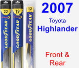 Front & Rear Wiper Blade Pack for 2007 Toyota Highlander - Hybrid