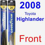 Front Wiper Blade Pack for 2008 Toyota Highlander - Hybrid