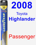 Passenger Wiper Blade for 2008 Toyota Highlander - Hybrid