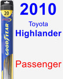 Passenger Wiper Blade for 2010 Toyota Highlander - Hybrid