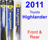 Front & Rear Wiper Blade Pack for 2011 Toyota Highlander - Hybrid