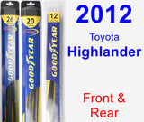 Front & Rear Wiper Blade Pack for 2012 Toyota Highlander - Hybrid
