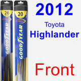 Front Wiper Blade Pack for 2012 Toyota Highlander - Hybrid