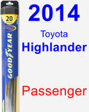 Passenger Wiper Blade for 2014 Toyota Highlander - Hybrid