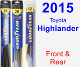 Front & Rear Wiper Blade Pack for 2015 Toyota Highlander - Hybrid