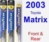 Front & Rear Wiper Blade Pack for 2003 Toyota Matrix - Hybrid