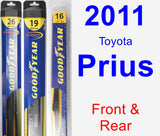 Front & Rear Wiper Blade Pack for 2011 Toyota Prius - Hybrid