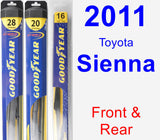 Front & Rear Wiper Blade Pack for 2011 Toyota Sienna - Hybrid