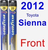 Front Wiper Blade Pack for 2012 Toyota Sienna - Hybrid