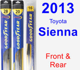 Front & Rear Wiper Blade Pack for 2013 Toyota Sienna - Hybrid