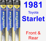 Front & Rear Wiper Blade Pack for 1981 Toyota Starlet - Hybrid