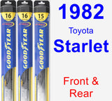 Front & Rear Wiper Blade Pack for 1982 Toyota Starlet - Hybrid