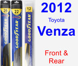 Front & Rear Wiper Blade Pack for 2012 Toyota Venza - Hybrid