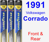 Front & Rear Wiper Blade Pack for 1991 Volkswagen Corrado - Hybrid