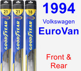 Front & Rear Wiper Blade Pack for 1994 Volkswagen EuroVan - Hybrid