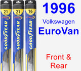 Front & Rear Wiper Blade Pack for 1996 Volkswagen EuroVan - Hybrid