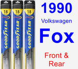 Front & Rear Wiper Blade Pack for 1990 Volkswagen Fox - Hybrid