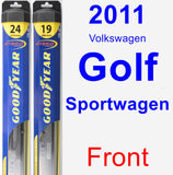 Front Wiper Blade Pack for 2011 Volkswagen Golf Sportwagen - Hybrid