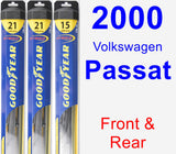 Front & Rear Wiper Blade Pack for 2000 Volkswagen Passat - Hybrid