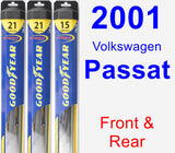 Front & Rear Wiper Blade Pack for 2001 Volkswagen Passat - Hybrid
