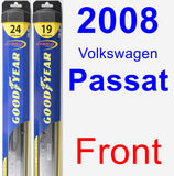 Front Wiper Blade Pack for 2008 Volkswagen Passat - Hybrid