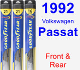 Front & Rear Wiper Blade Pack for 1992 Volkswagen Passat - Hybrid