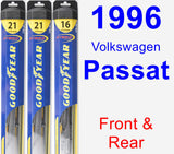 Front & Rear Wiper Blade Pack for 1996 Volkswagen Passat - Hybrid