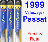 Front & Rear Wiper Blade Pack for 1999 Volkswagen Passat - Hybrid