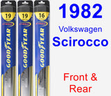 Front & Rear Wiper Blade Pack for 1982 Volkswagen Scirocco - Hybrid