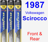 Front & Rear Wiper Blade Pack for 1987 Volkswagen Scirocco - Hybrid