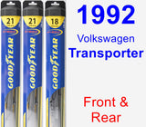 Front & Rear Wiper Blade Pack for 1992 Volkswagen Transporter - Hybrid