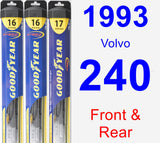 Front & Rear Wiper Blade Pack for 1993 Volvo 240 - Hybrid