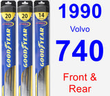 Front & Rear Wiper Blade Pack for 1990 Volvo 740 - Hybrid