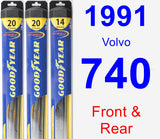 Front & Rear Wiper Blade Pack for 1991 Volvo 740 - Hybrid
