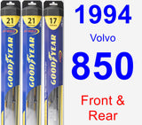 Front & Rear Wiper Blade Pack for 1994 Volvo 850 - Hybrid