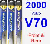 Front & Rear Wiper Blade Pack for 2000 Volvo V70 - Hybrid